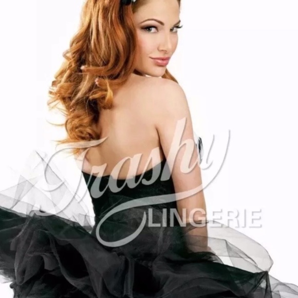 NWOT TRASHY LINGERIE LA BLACK SWAN BIRD FEATH BLACK CORSET COSPLAY 32D BODYCON - Picture 6 of 16